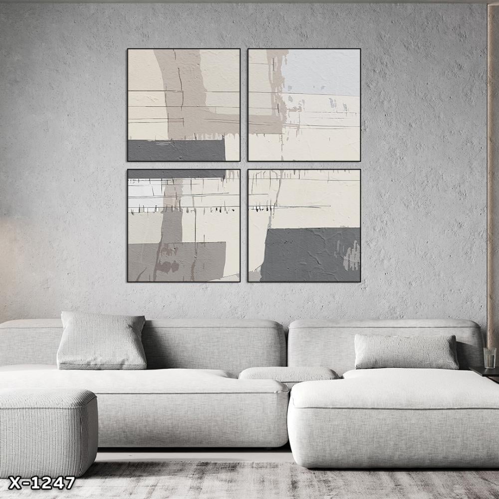 لوحة مربعة 4 قطع رسم تجريدي