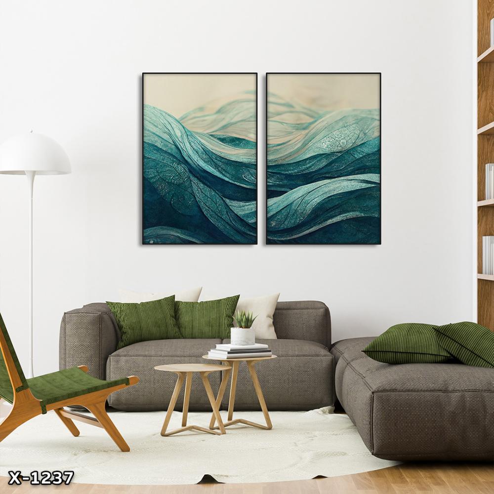 لوحة قطعتين رسم تجريدي