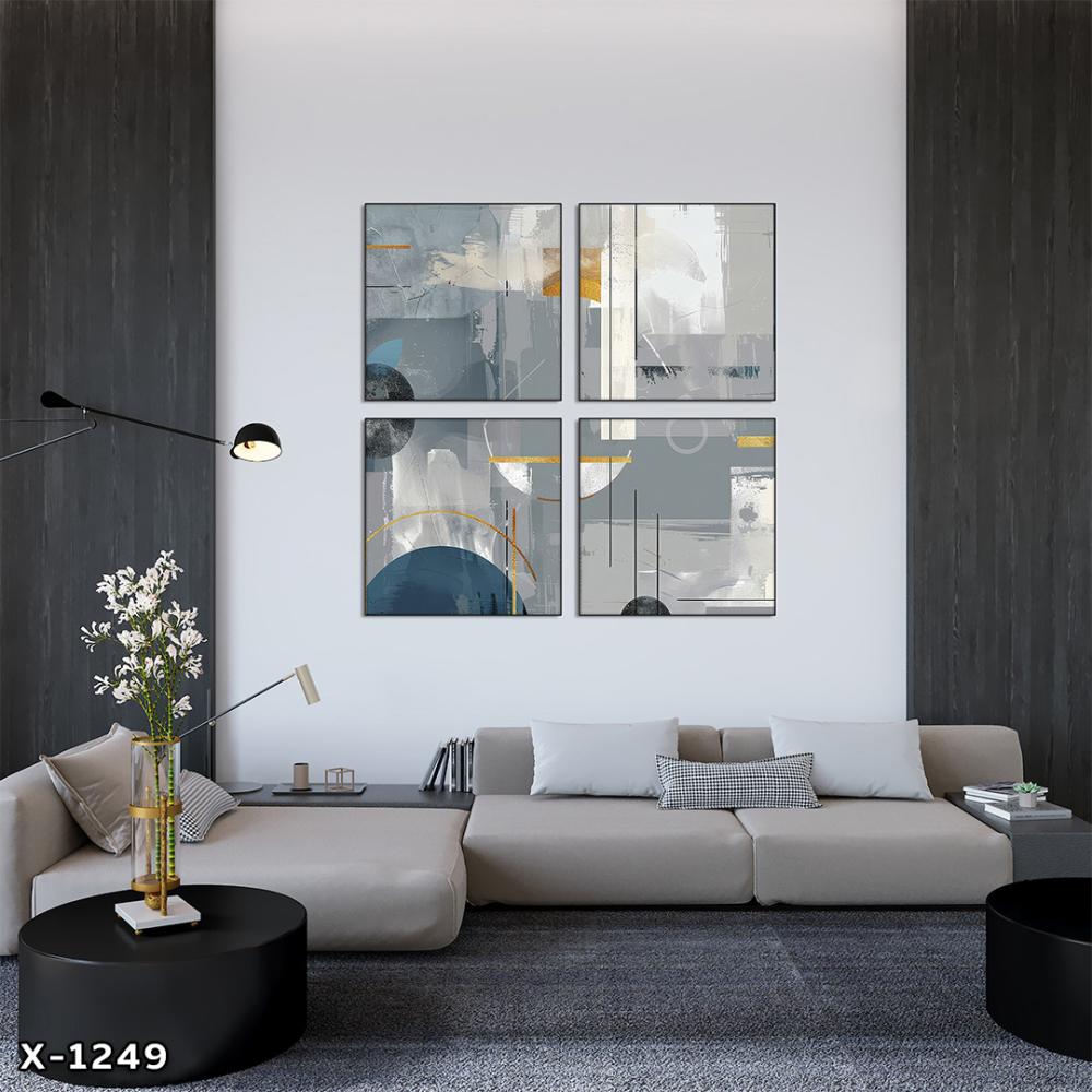 لوحة مربعة 4 قطع رسم تجريدي