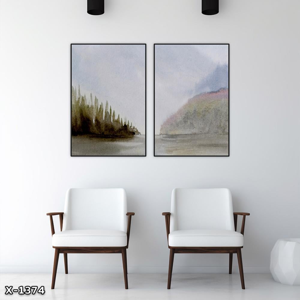 لوحة قطعتين رسم تجريدي