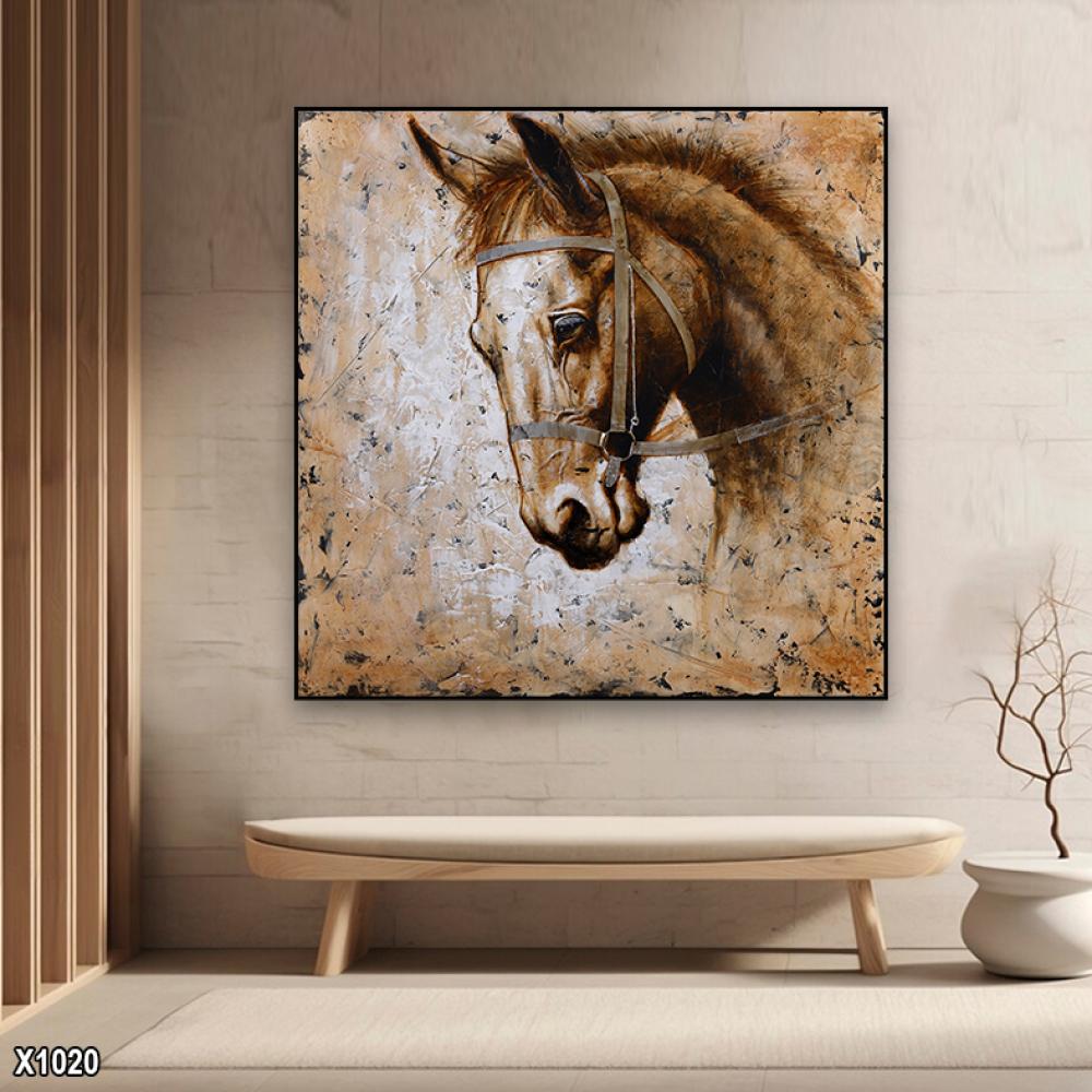 لوحة كانفس خيل مربعة