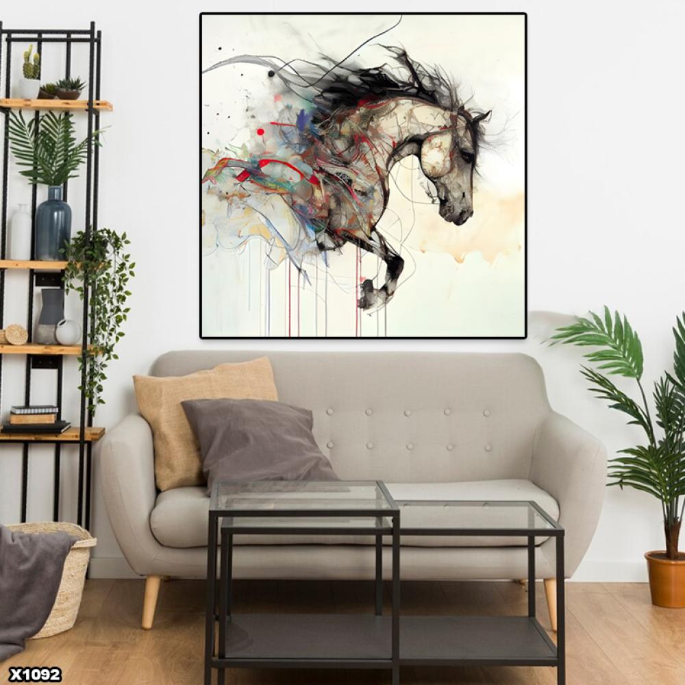 لوحة كانفس خيل مربعة