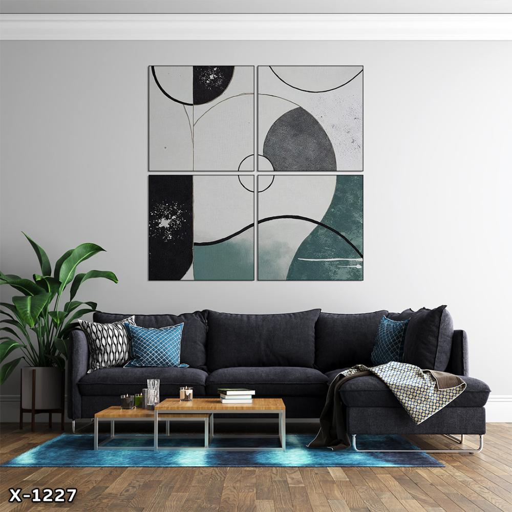 لوحة مربعة 4 قطع رسم تجريدي