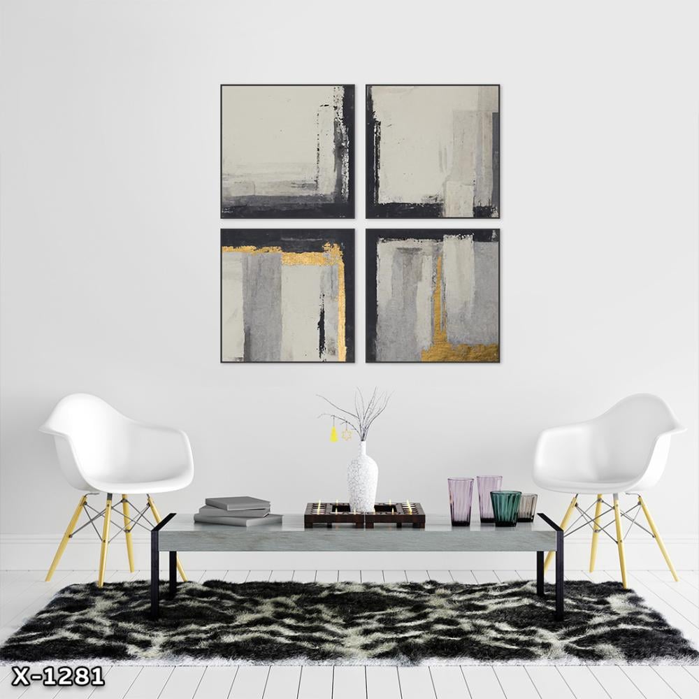 لوحة مربعة 4 قطع رسم تجريدي