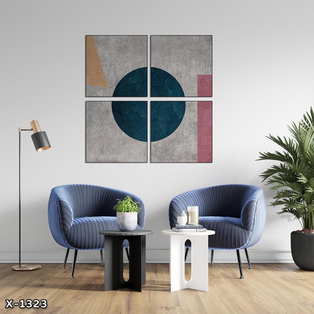 لوحة مربعة 4 قطع رسم تجريدي