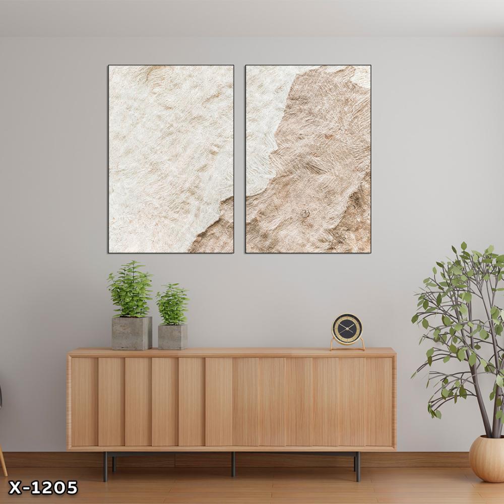 لوحة قطعتين رسم تجريدي