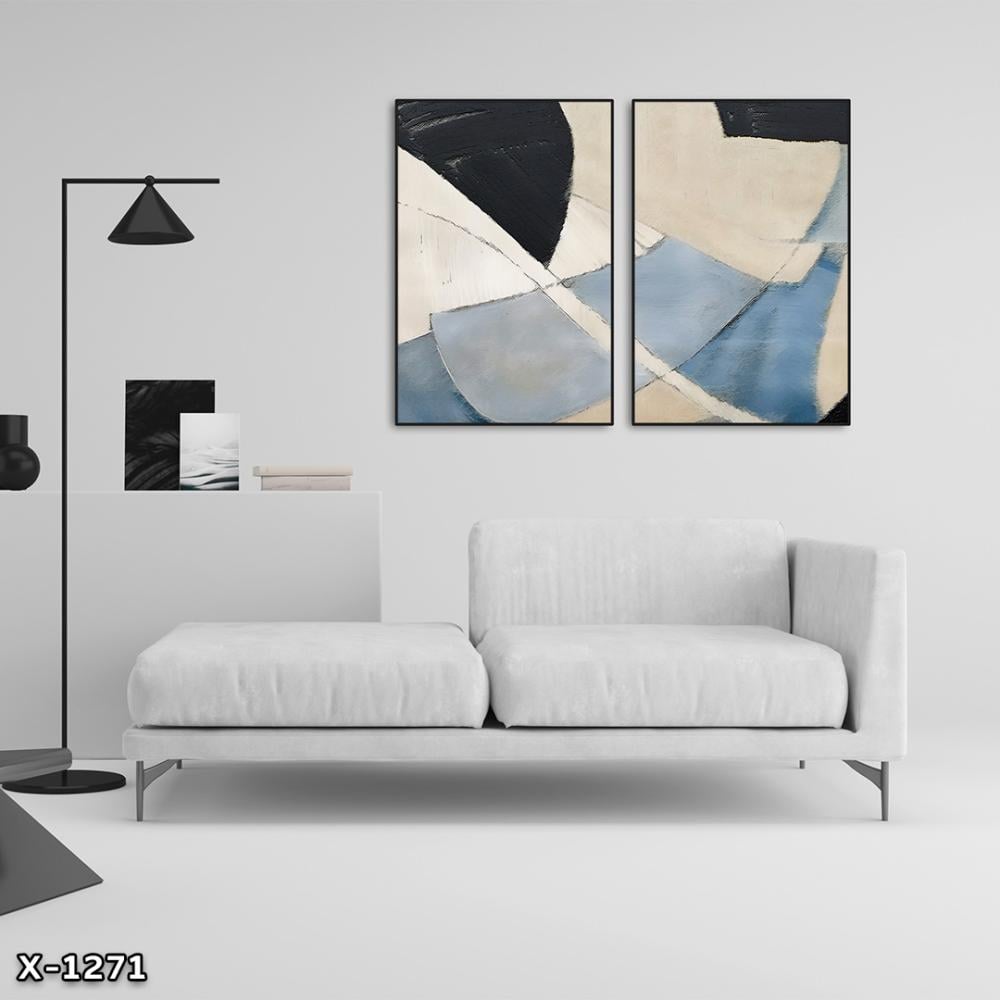 لوحة قطعتين رسم تجريدي