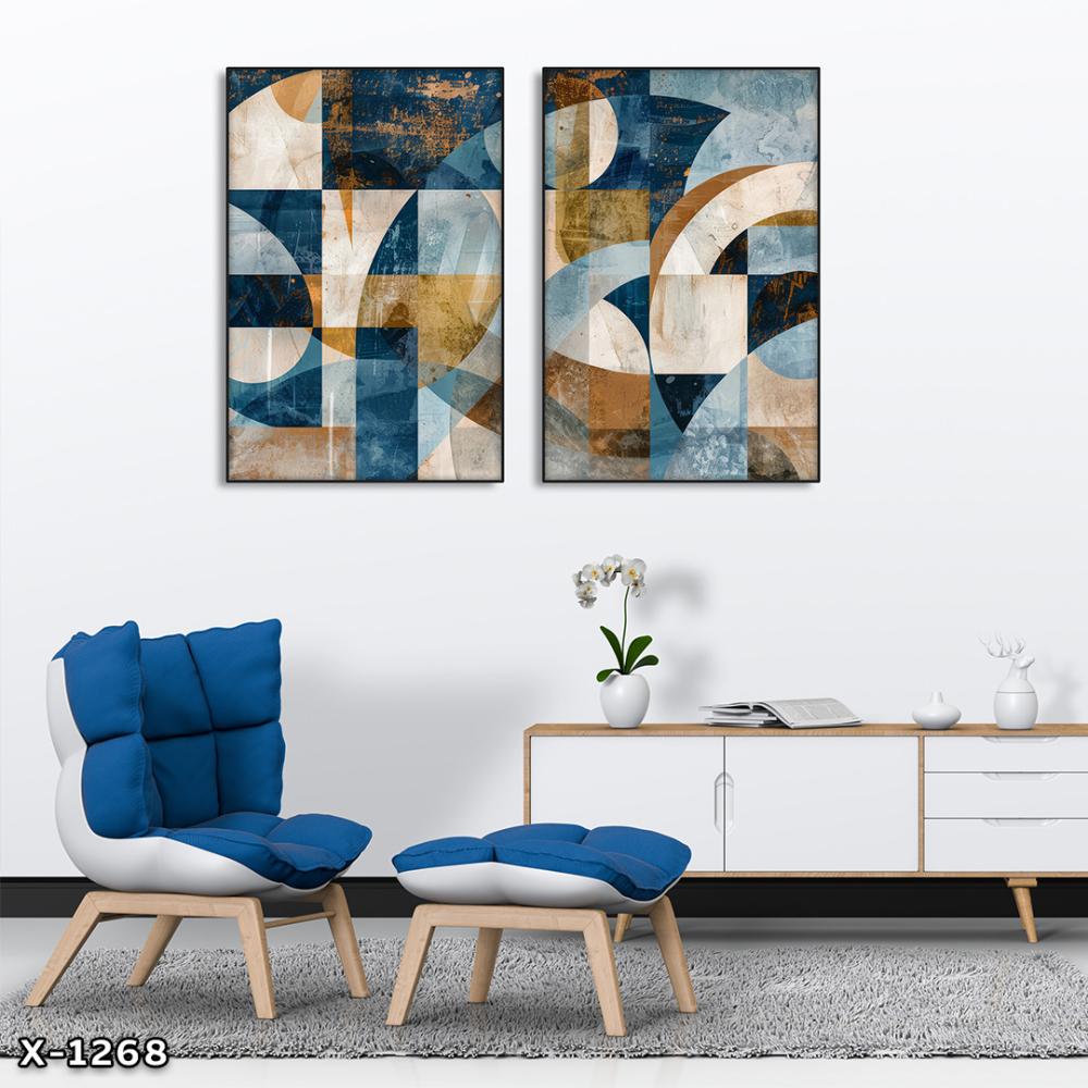 لوحة قطعتين رسم تجريدي