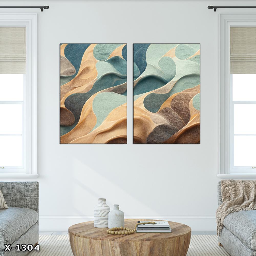 لوحة قطعتين رسم تجريدي