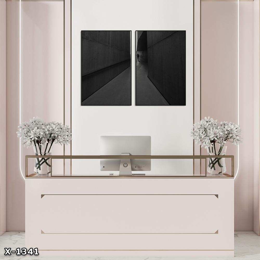 لوحة قطعتين رسم تجريدي