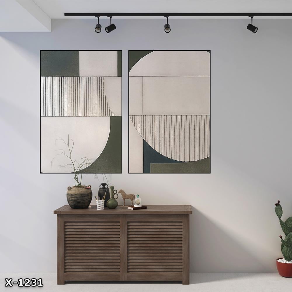 لوحة قطعتين رسم تجريدي