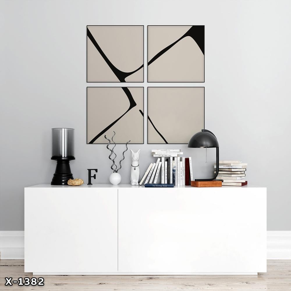 لوحة مربعة 4 قطع رسم تجريدي