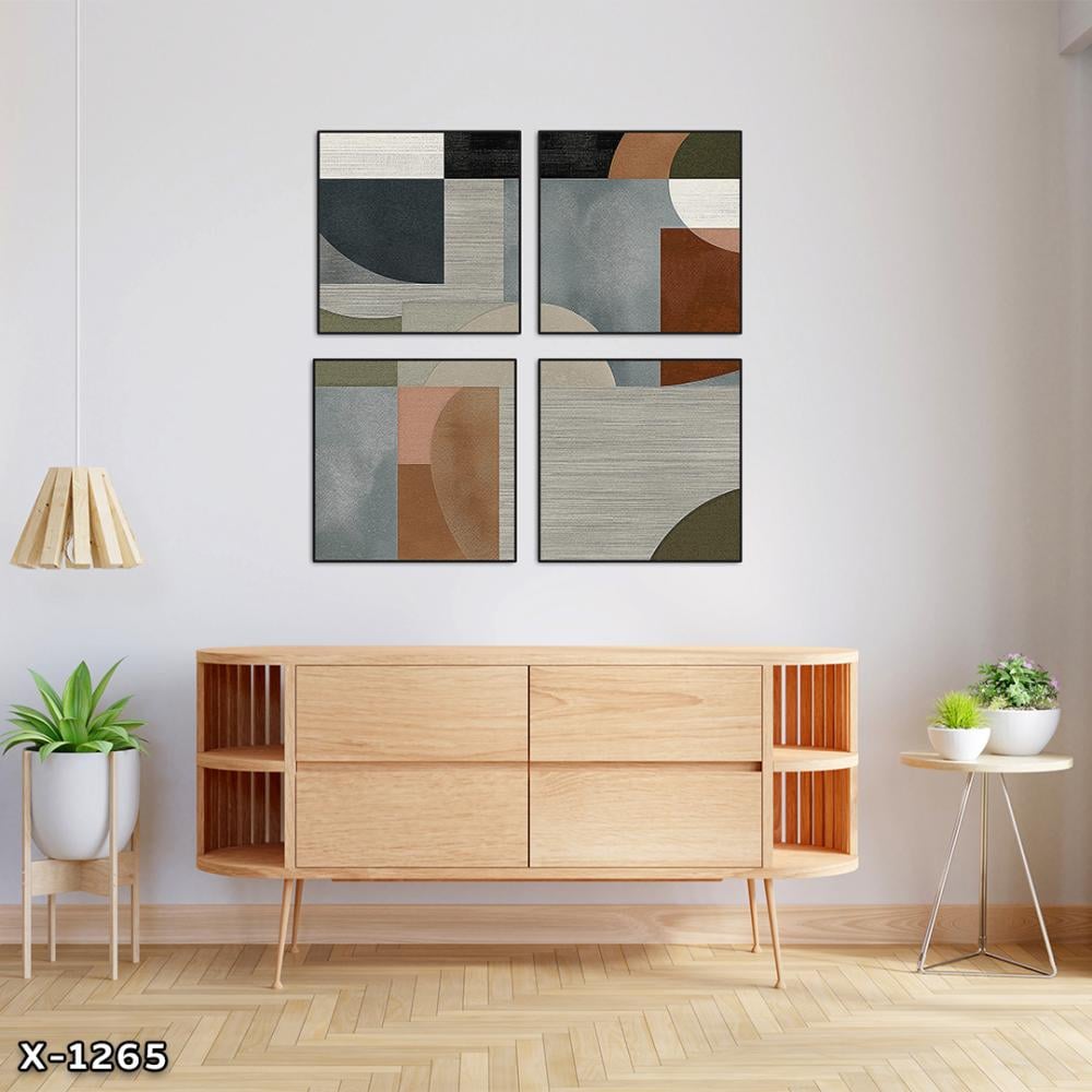 لوحة مربعة 4 قطع رسم تجريدي