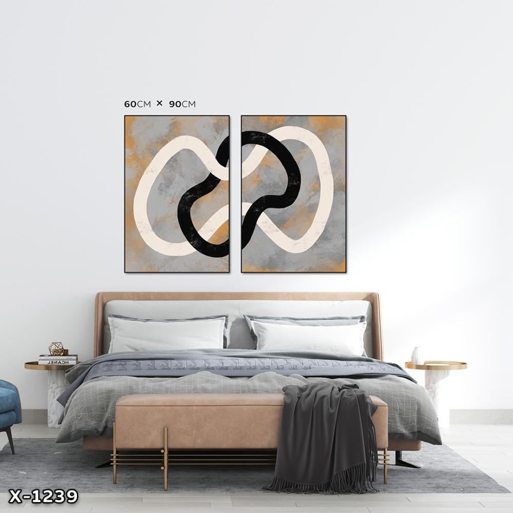 لوحة قطعتين رسم تجريدي