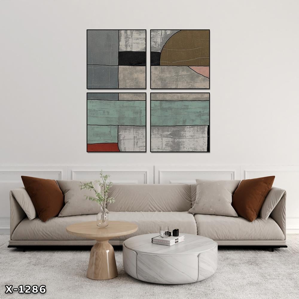 لوحة مربعة 4 قطع رسم تجريدي