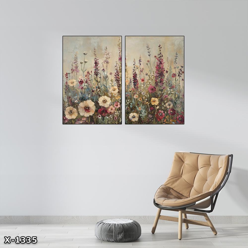 لوحة قطعتين رسم تجريدي