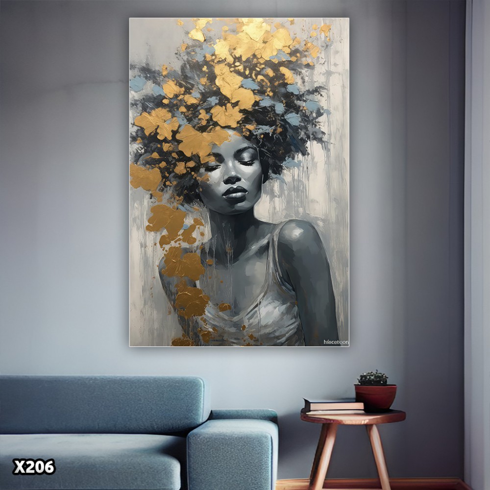 لوحة كانفس امرآة بالرسم التجريدي