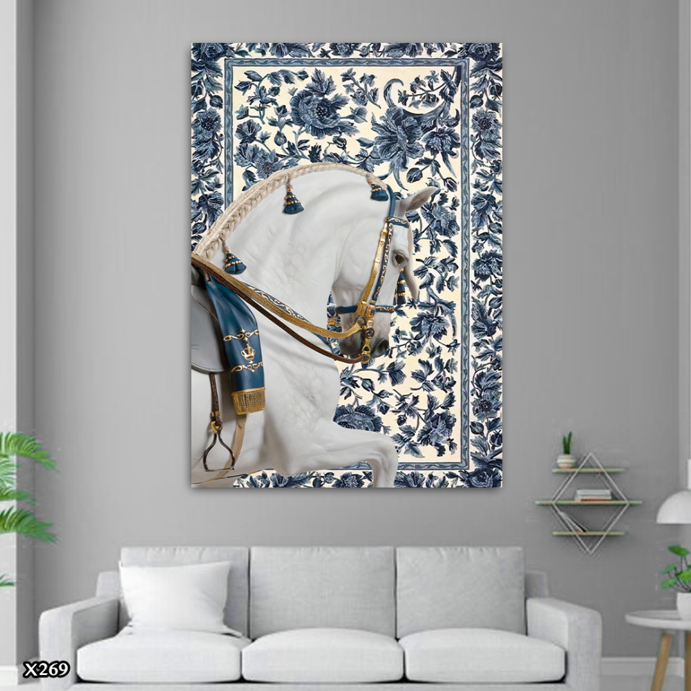 لوحة كانفس خيل بخلفية سجاد