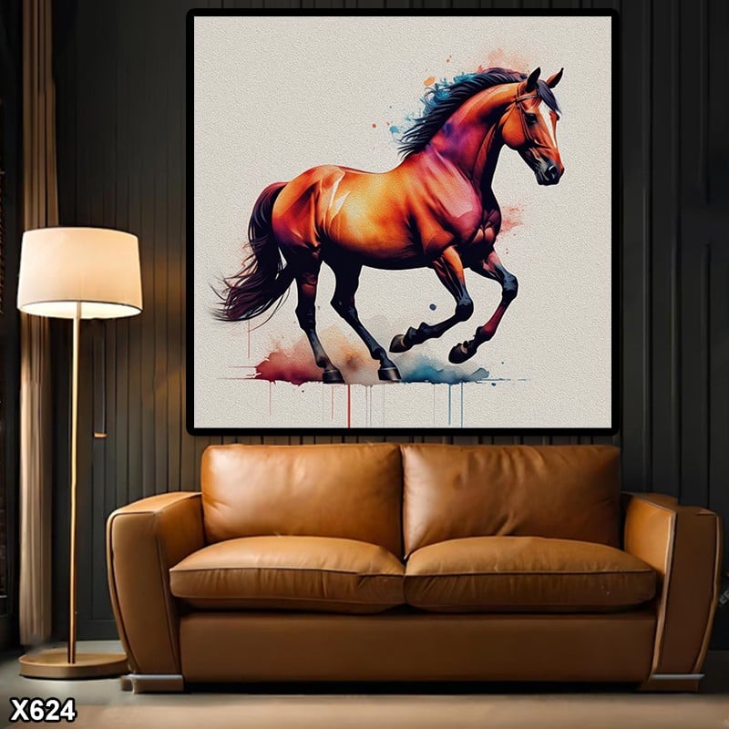 لوحة مربعة كانفس خيل