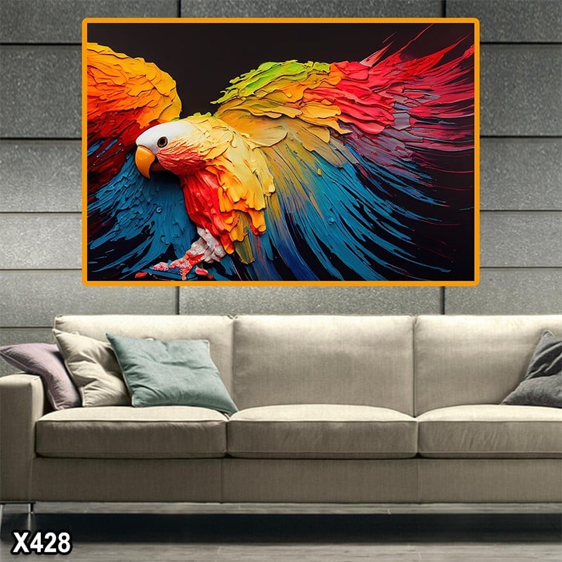 لوحة كانفاس ببغاء مكاو برسم تجريدي