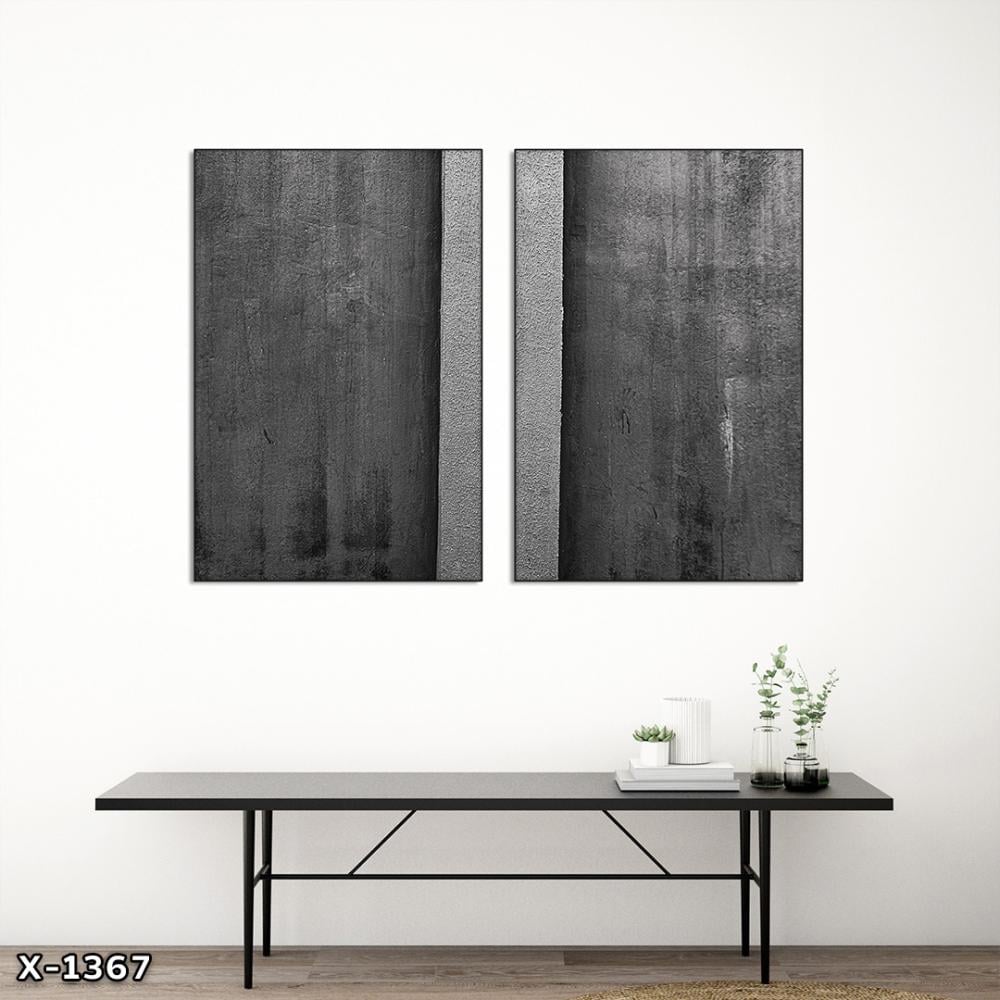 لوحة قطعتين رسم تجريدي