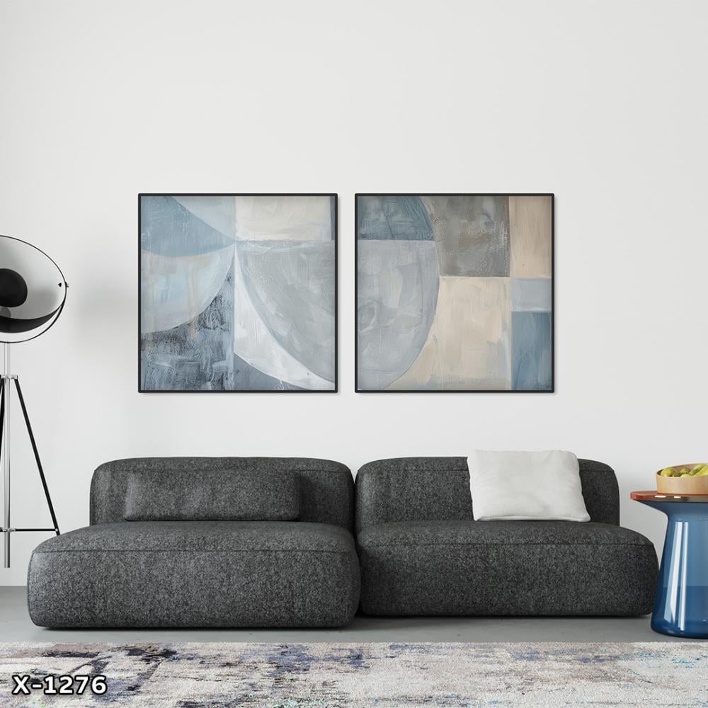 لوحة مربعة قطعتين رسم تجريدي