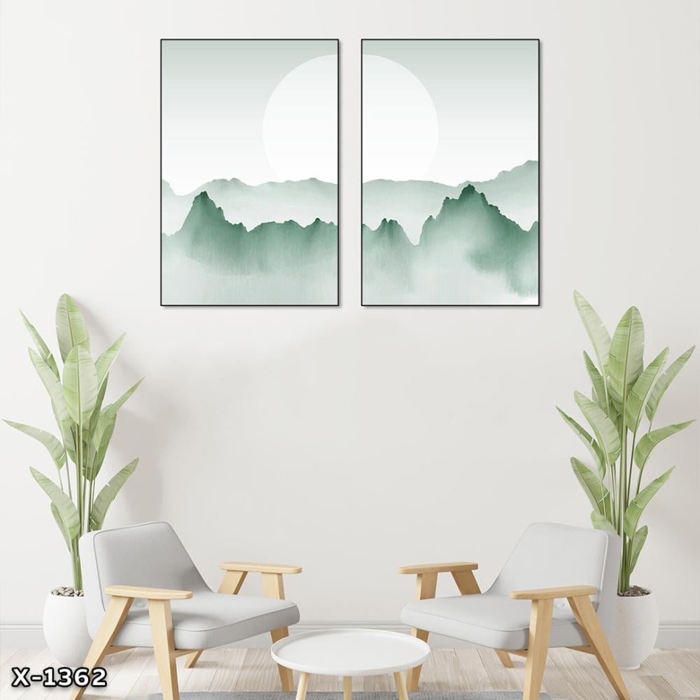 لوحة قطعتين رسم تجريدي