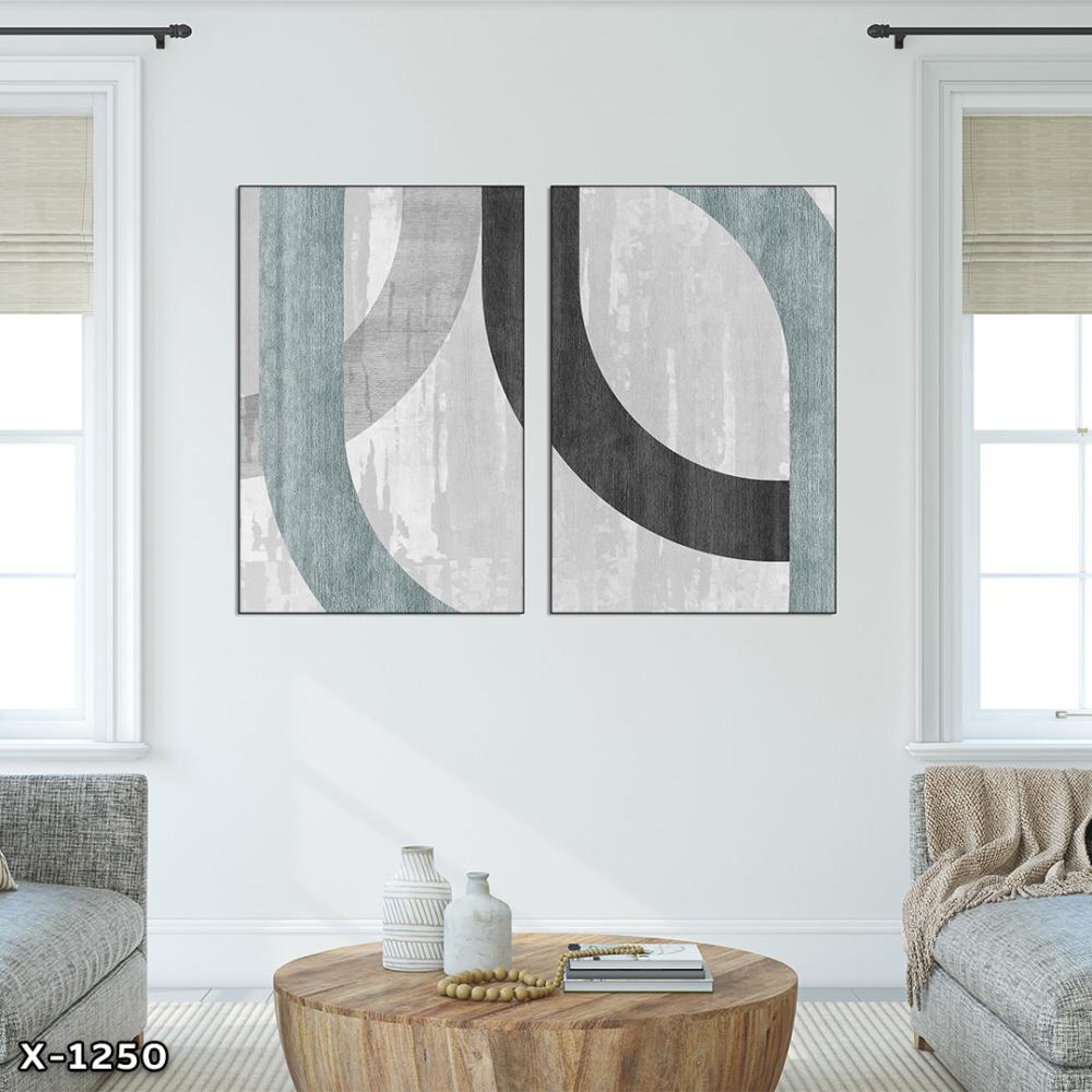 لوحة قطعتين رسم تجريدي