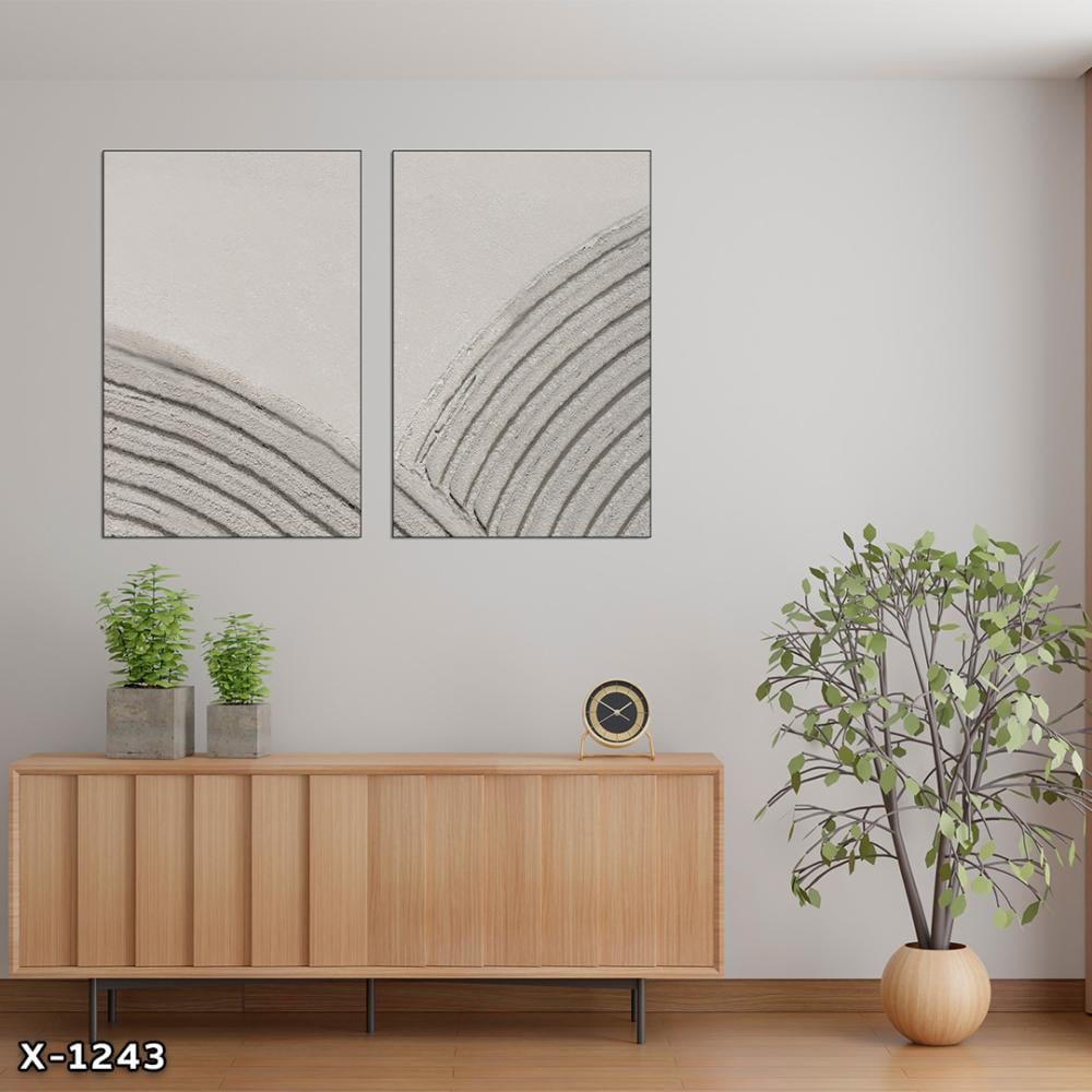 لوحة قطعتين رسم تجريدي