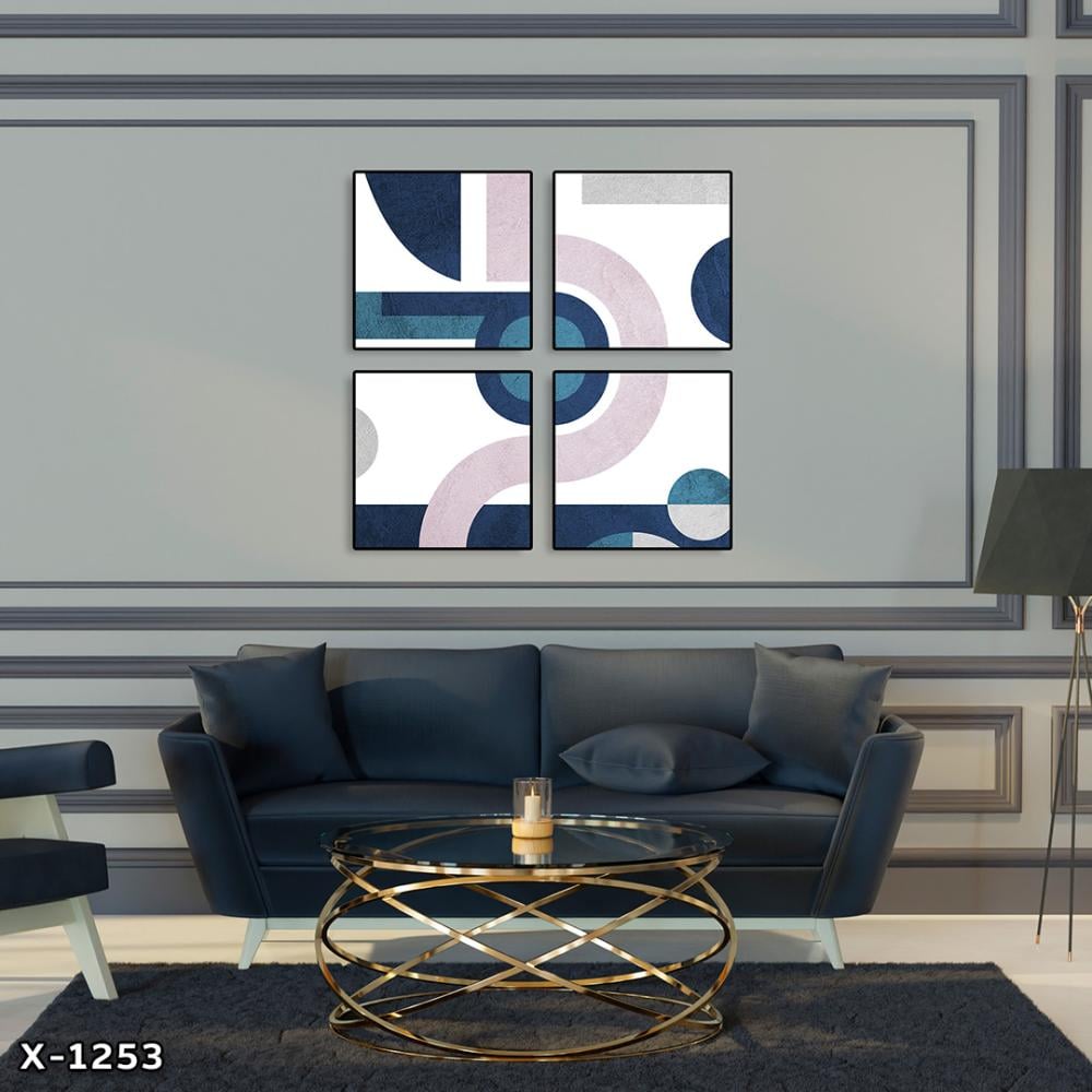 لوحة مربعة 4 قطع رسم تجريدي