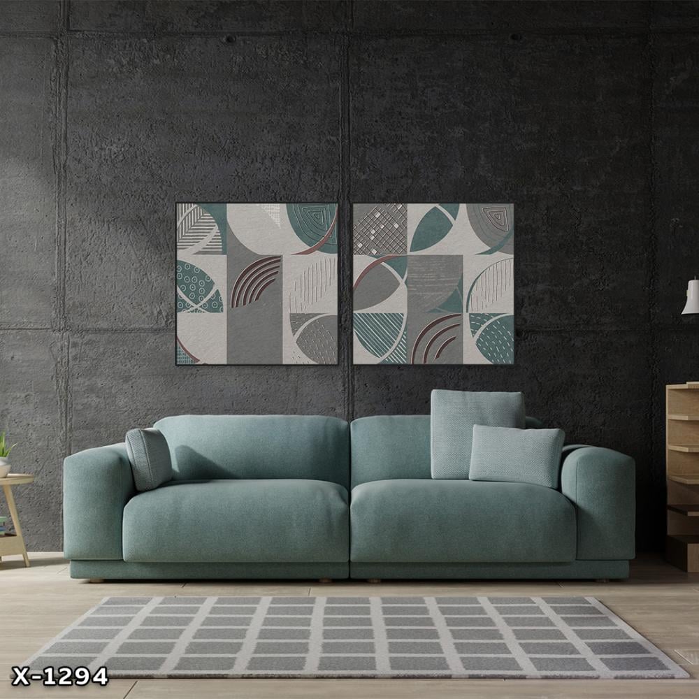 لوحة مربعة قطعتين رسم تجريدي