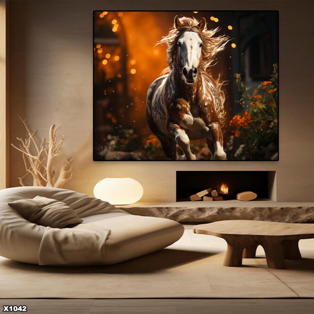 لوحة كانفس خيل مربعة