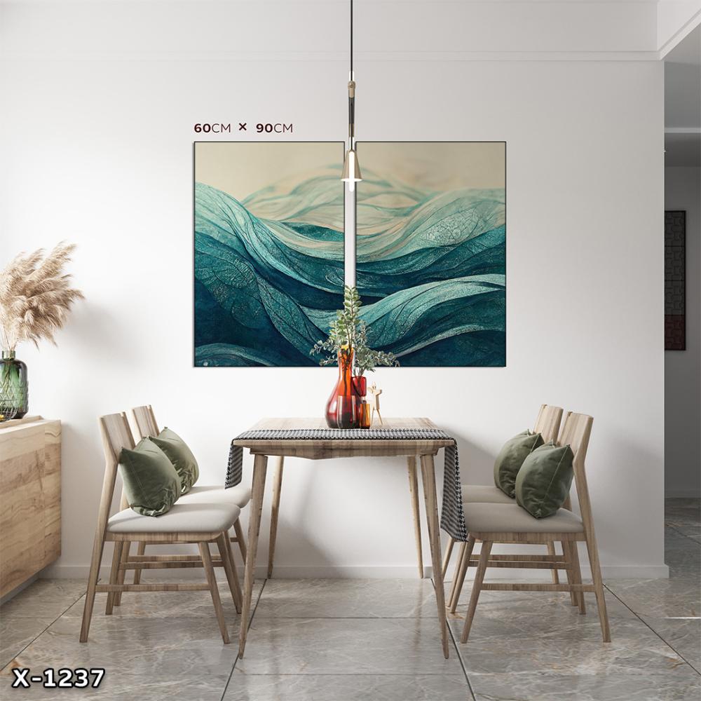 لوحة قطعتين رسم تجريدي