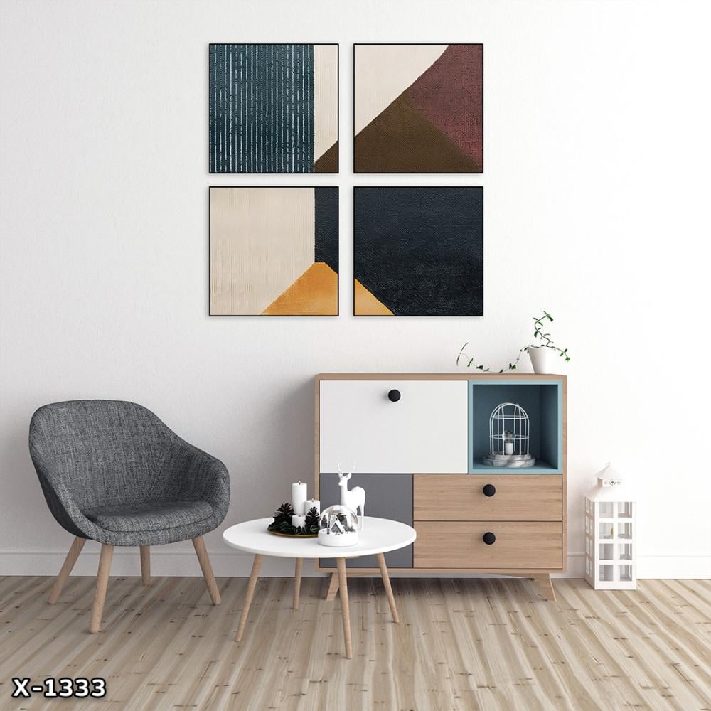 لوحة مربعة 4 قطع رسم تجريدي