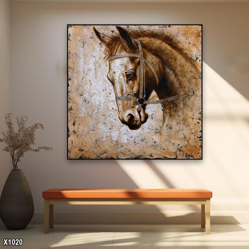 لوحة كانفس خيل مربعة
