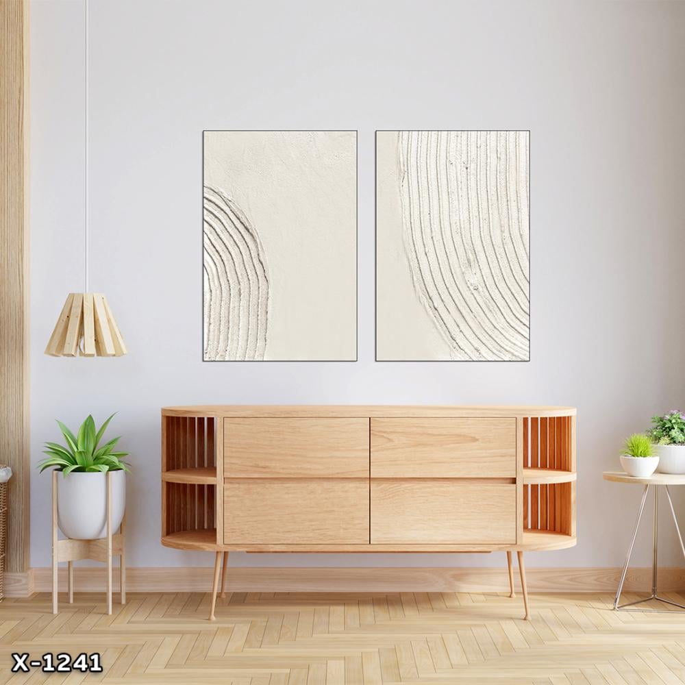 لوحة قطعتين رسم تجريدي