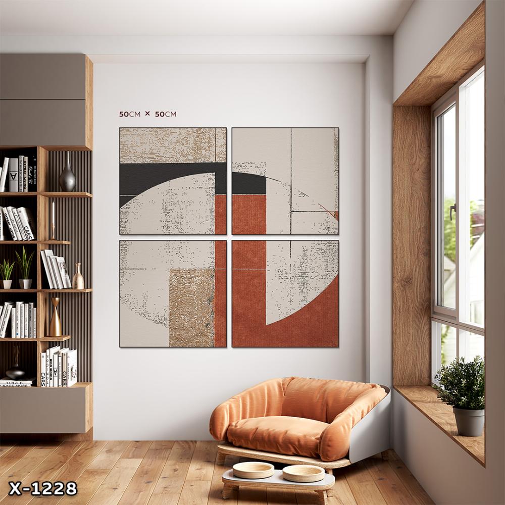 لوحة مربعة 4 قطع رسم تجريدي