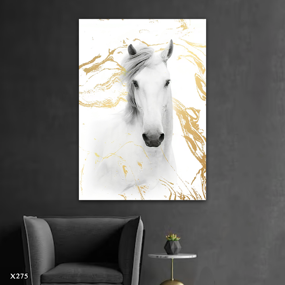 لوحة كانفس خيل بالرسم التجريدي