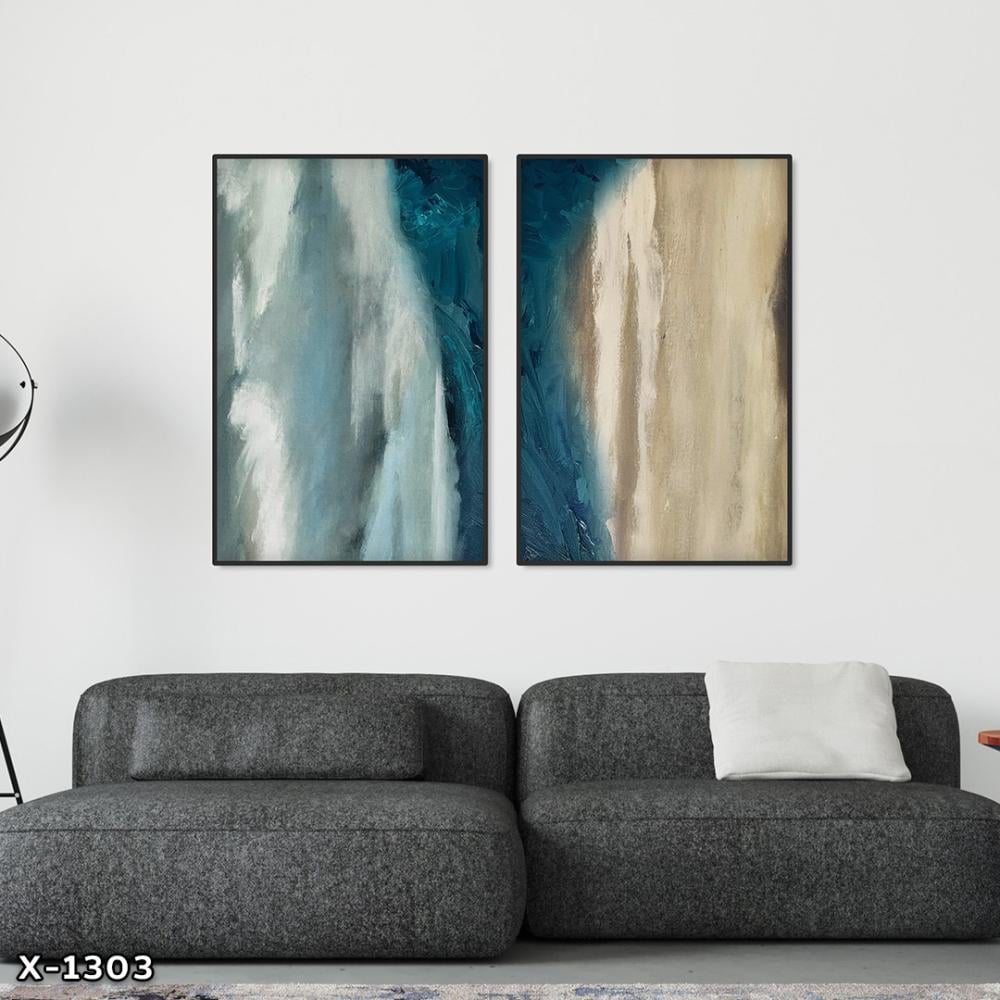 لوحة قطعتين رسم تجريدي