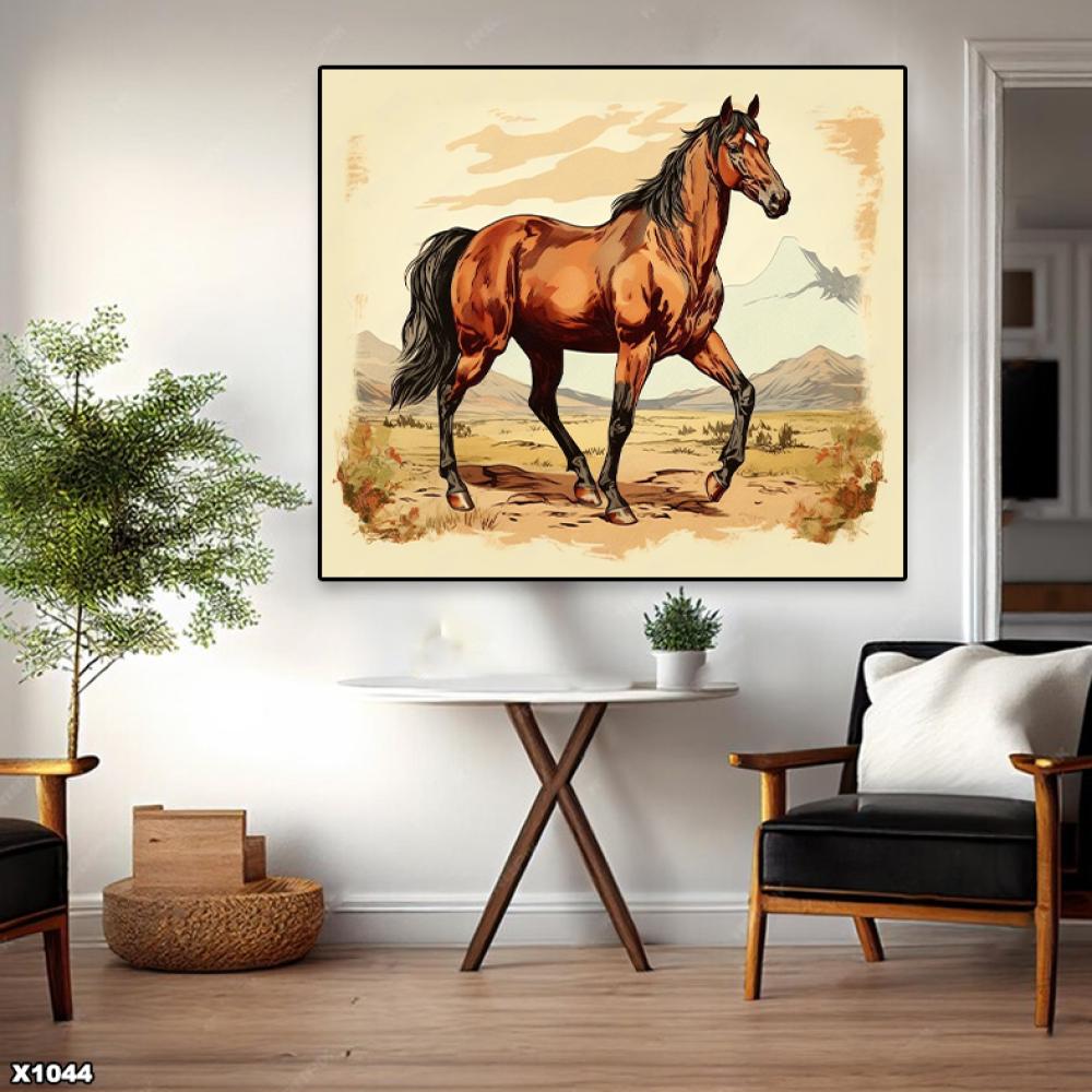 لوحة كانفس خيل مربعة
