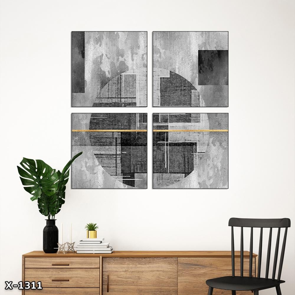 لوحة مربعة 4 قطع رسم تجريدي