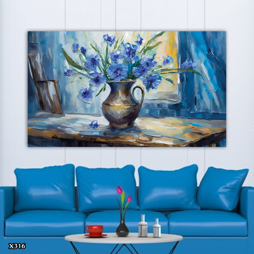 لوحة كانفس فازة بالرسم التجريدي