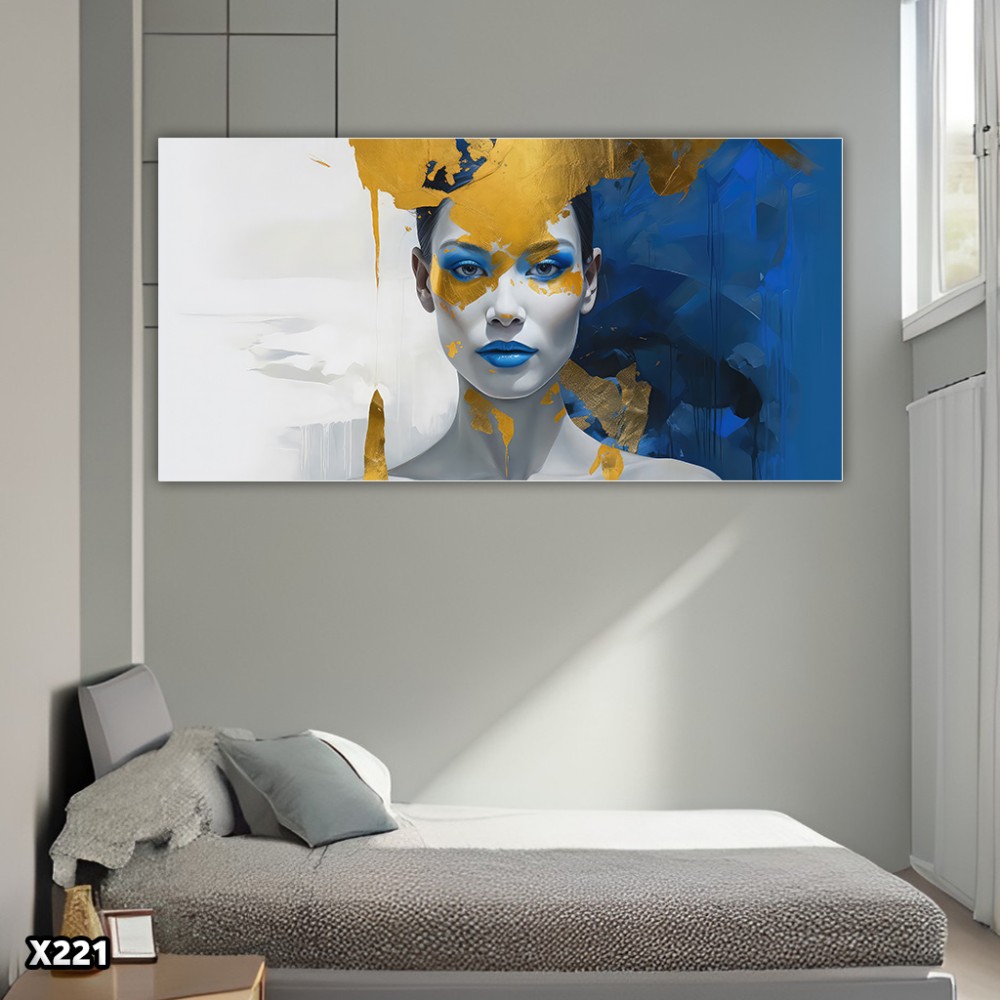 لوحة كانفس امرأة بالرسم التجريدي