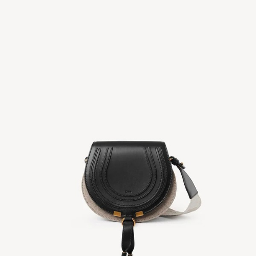 Small Marcie saddle bag in linen & soft leather