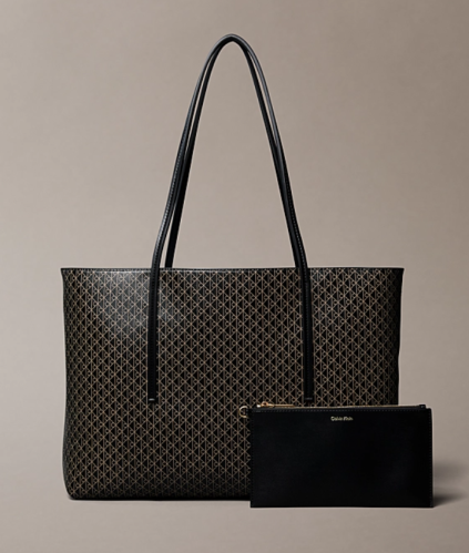 Allover Monogram Logo Tote Bag with Pouch