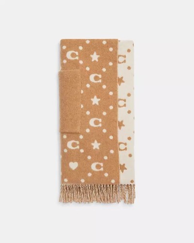 كوتش | Stars And Hearts Print Oversized Muffler Wi...