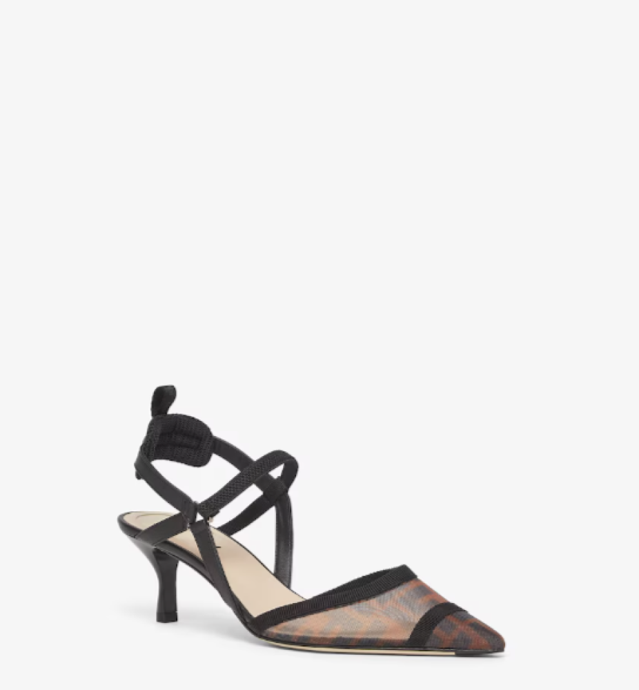 Colibrì Lite Brown FF mesh medium-heeled slingbacks