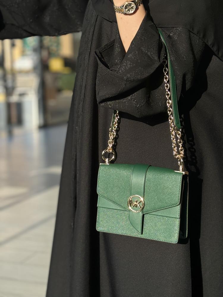 مايكل كورس | Greenwich Small Color-Block Logo and Saffiano Leather Crossbody Bag