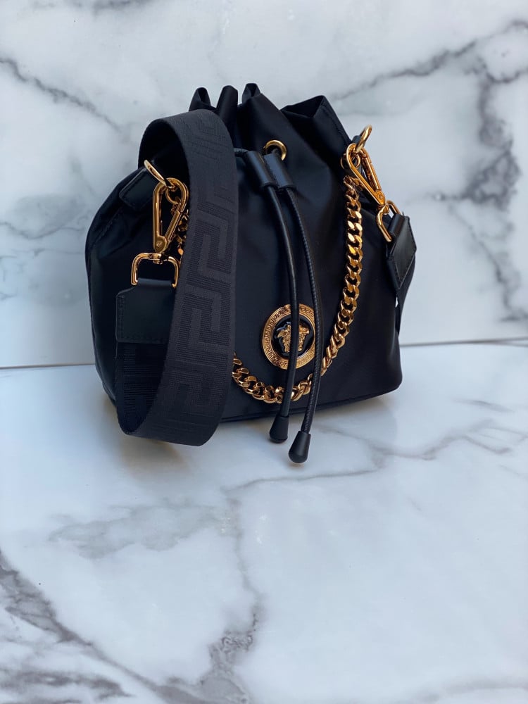 فيرزاتشي | Versace Bucket Black Nylon Cross Body Bag
