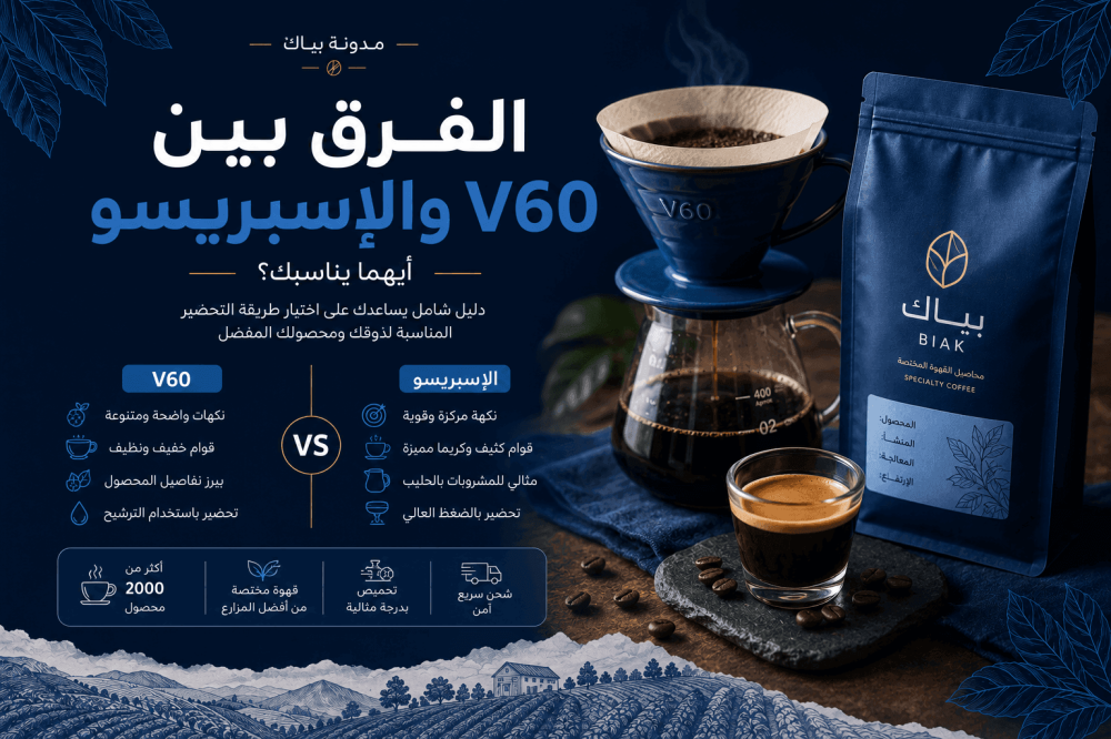 الفرق بين V60 والإسبريسو ☕ أيهما يناسبك؟